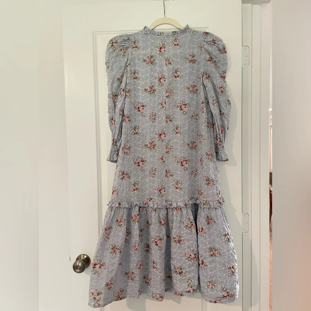 ASOS Blue Floral Embroidered Dress - Picture 9 of 12